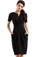Dagkjole Moe til dame fra MS StyleHaven, laget av polyester; Viskose, farge Svart, størrelse s, med short ermer, knee lengde, kjolestil sheath, perfekt til casual; dress