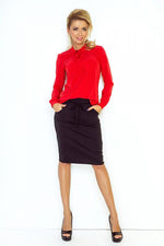 Business bluse til dame fra MS StyleHaven, laget av polyester, farge Rød, størrelse M, med long ermer, perfekt til casual; dress