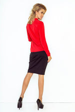 Business bluse til dame fra MS StyleHaven, laget av polyester, farge Rød, størrelse L, med long ermer, perfekt til casual; dress
