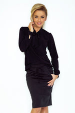 Business bluse til dame fra MS StyleHaven, laget av polyester, farge Marineblå, størrelse M, med long ermer, perfekt til casual; dress