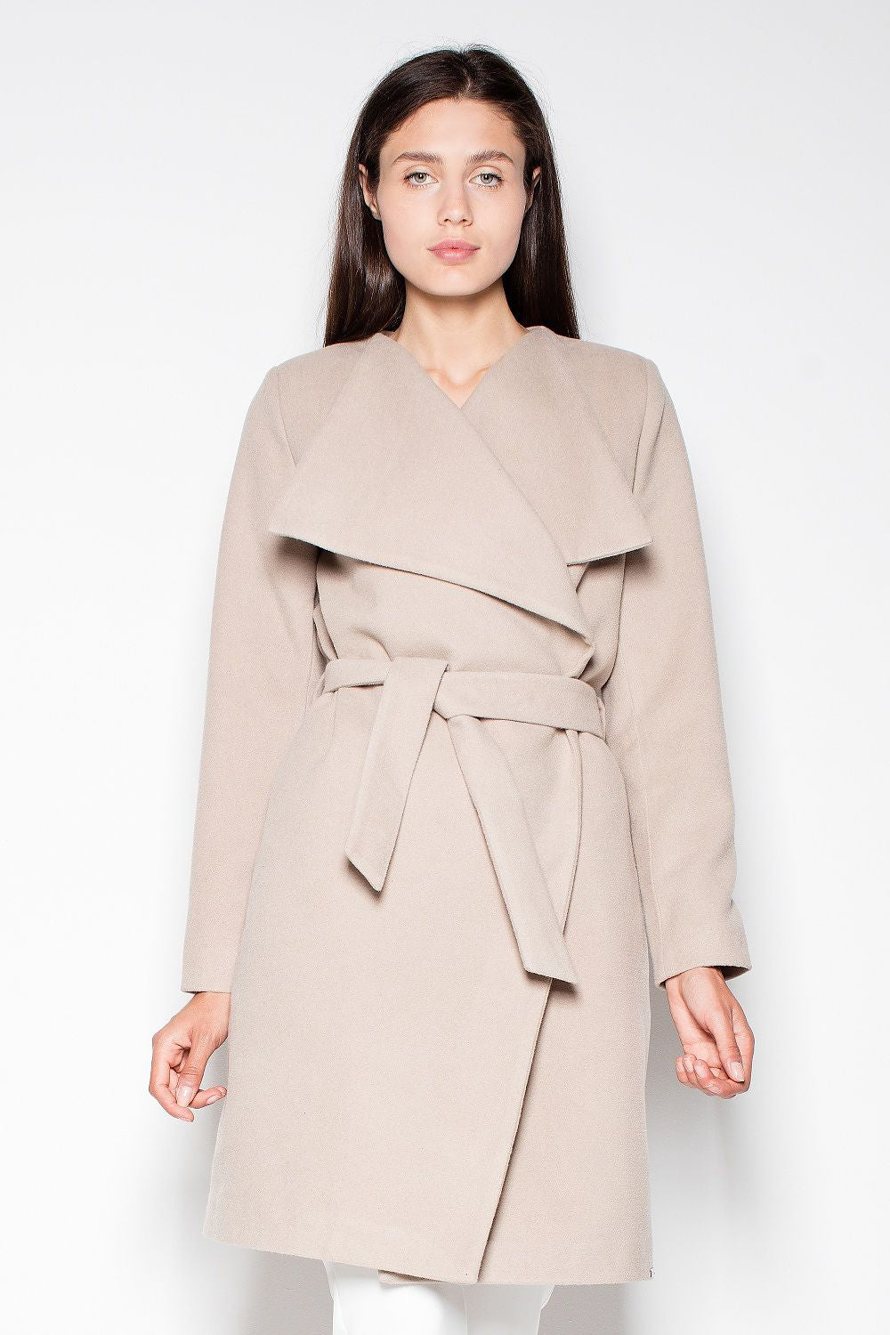 Knytet Frakk - Venaton til dame fra MS StyleHaven, laget av polyester; Viskose, farge beige, størrelse s, med long ermer, perfekt til casual; dress