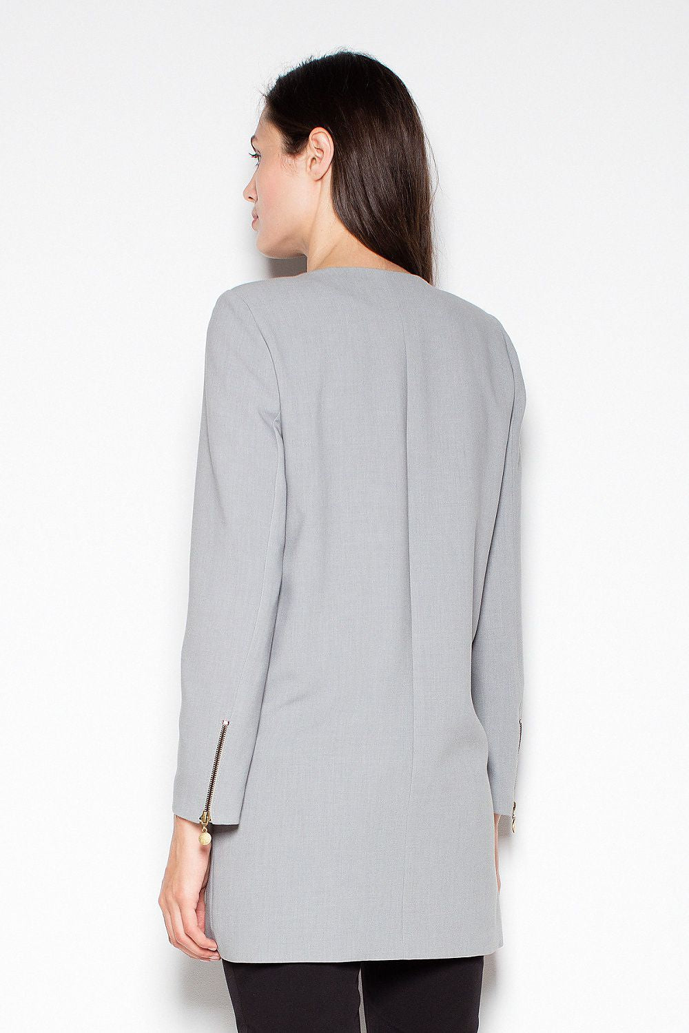 Rettskåret Kåpe - Venaton til dame fra MS StyleHaven, laget av polyester; Viskose, farge Grå, størrelse L, med long ermer, perfekt til casual; dress