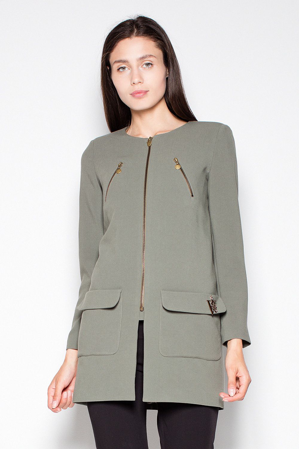 Rettskåret Kåpe - Venaton til dame fra MS StyleHaven, laget av polyester; Viskose, farge Grå, størrelse XL, med long ermer, perfekt til casual; dress