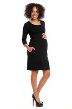 Haven Knitted Graviditetskjole - PeeKaBoo til dame fra MS StyleHaven, laget av Bomull, farge Svart, størrelse XXL, med 45720 ermer, perfekt til casual; dress
