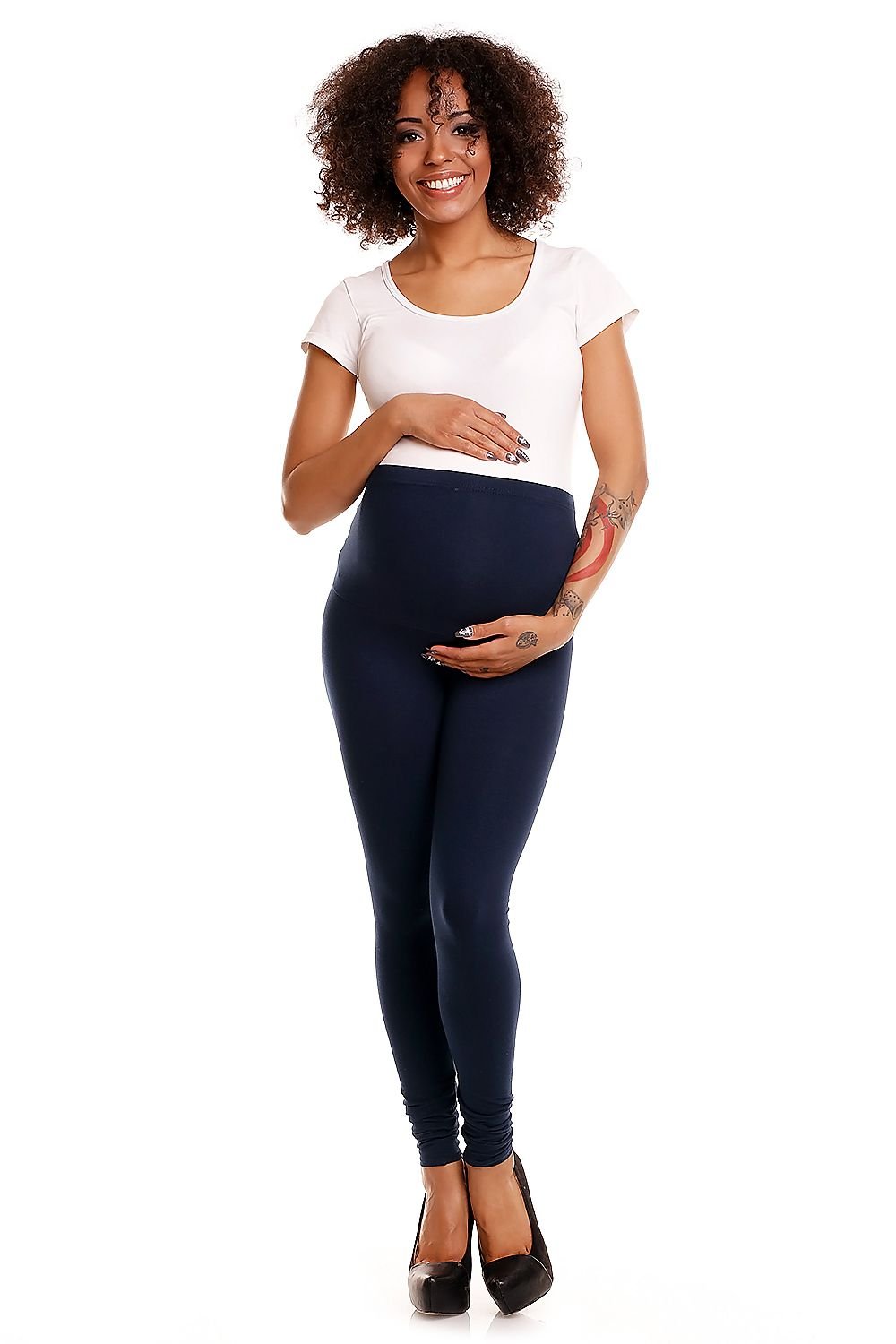 Serenity Maternity Leggings - PeeKaBoo til dame fra MS StyleHaven, laget av Elastan; Viskose, farge Marineblå, størrelse XXL, med long ermer, perfekt til casual; dress