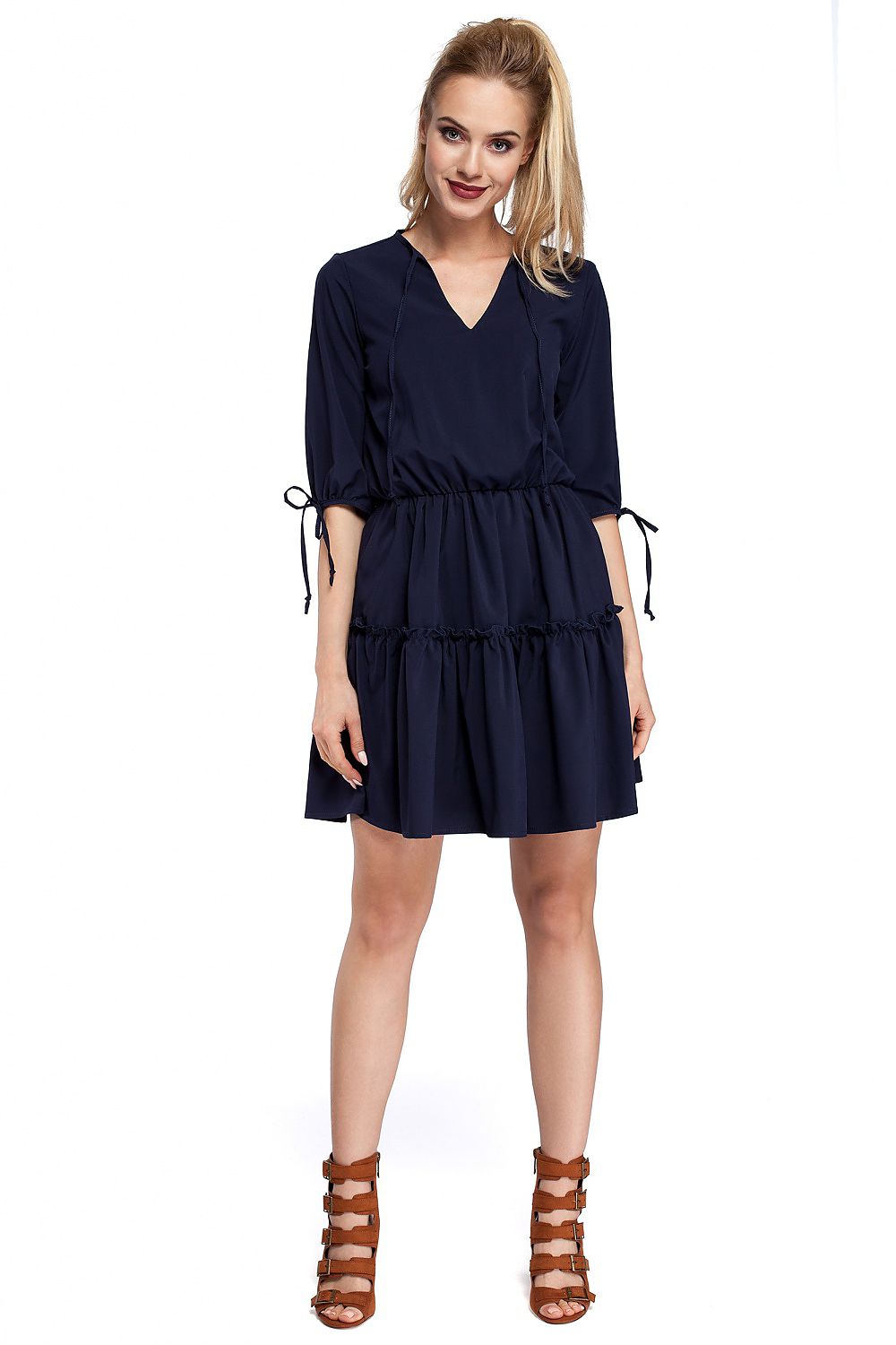 Mini Dagkjole Moe til dame fra MS StyleHaven, laget av polyester, farge Marineblå, størrelse M, med 45720 ermer, perfekt til casual; dress