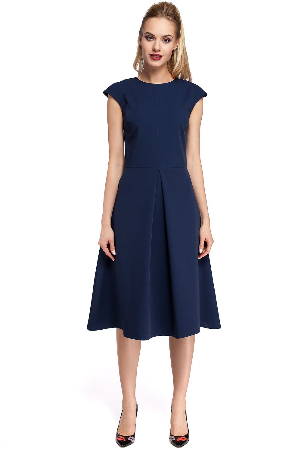 Dagkjole Moe til dame fra MS StyleHaven, laget av polyester; Viskose, farge Marineblå, størrelse M, med short ermer, perfekt til casual; dress