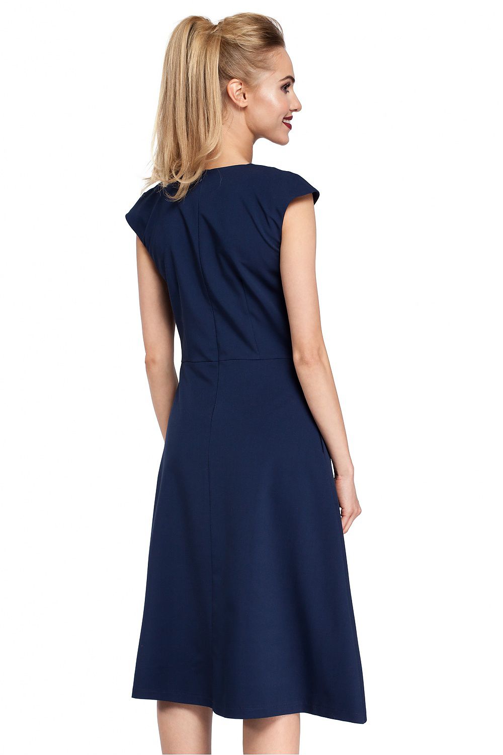 Dagkjole Moe til dame fra MS StyleHaven, laget av polyester; Viskose, farge Marineblå, størrelse L, med short ermer, perfekt til casual; dress