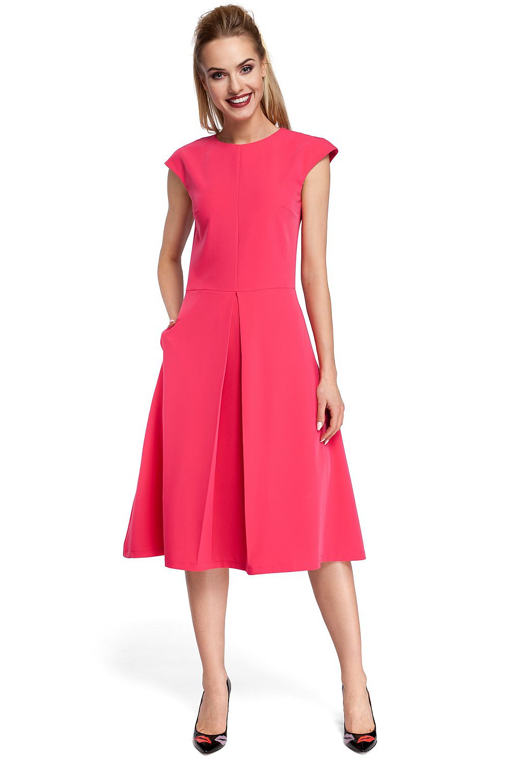 Dagkjole Moe til dame fra MS StyleHaven, laget av polyester; Viskose, farge Marineblå, størrelse XXL, med short ermer, perfekt til casual; dress