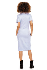 Praktisk komfort gravidkjole fra PeeKaBoo til dame fra MS StyleHaven, laget av Bomull; Elastan, farge Blå, størrelse XL, med 3-4; short ermer, perfekt til casual; dress
