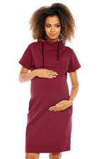 Praktisk komfort gravidkjole fra PeeKaBoo til dame fra MS StyleHaven, laget av Bomull; Elastan, farge Rød, størrelse S, med 3-4; short ermer, perfekt til casual; dress