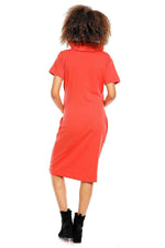 Praktisk komfort gravidkjole fra PeeKaBoo til dame fra MS StyleHaven, laget av Bomull; Elastan, farge Rød 2, størrelse XL, med 3-4; short ermer, perfekt til casual; dress