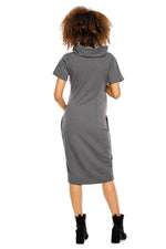 Praktisk komfort gravidkjole fra PeeKaBoo til dame fra MS StyleHaven, laget av Bomull; Elastan, farge Grå, størrelse XL, med 3-4; short ermer, perfekt til casual; dress