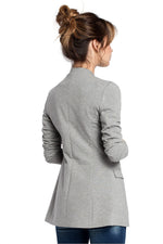 BeWear Elegant Cotton Knit Jacket til dame fra MS StyleHaven, laget av Bomull, farge Grå, størrelse L, med long ermer, perfekt til dress