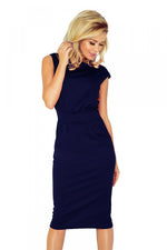 SARA Midi-kjole fra Numoco – flatterende høymodell med lommer til dame fra MS StyleHaven, laget av polyester, farge Rød, størrelse S, med short; sleeveless ermer, perfekt til casual; dress