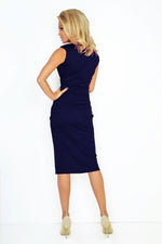 SARA Midi-kjole fra Numoco – flatterende høymodell med lommer til dame fra MS StyleHaven, laget av polyester, farge Rød, størrelse L, med short; sleeveless ermer, perfekt til casual; dress
