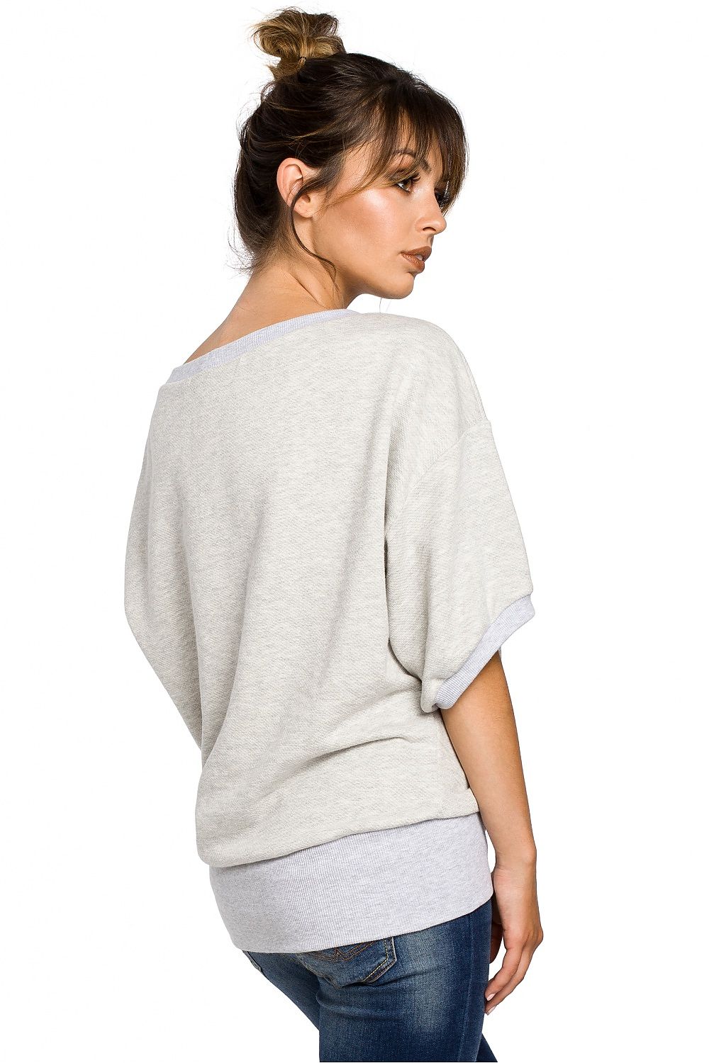 Ribbete genser i skjønnhetsstørrelse - BeWear til dame fra MS StyleHaven, laget av Bomull; polyester, farge Grå, størrelse 2XL/3XL, med long ermer, perfekt til dress