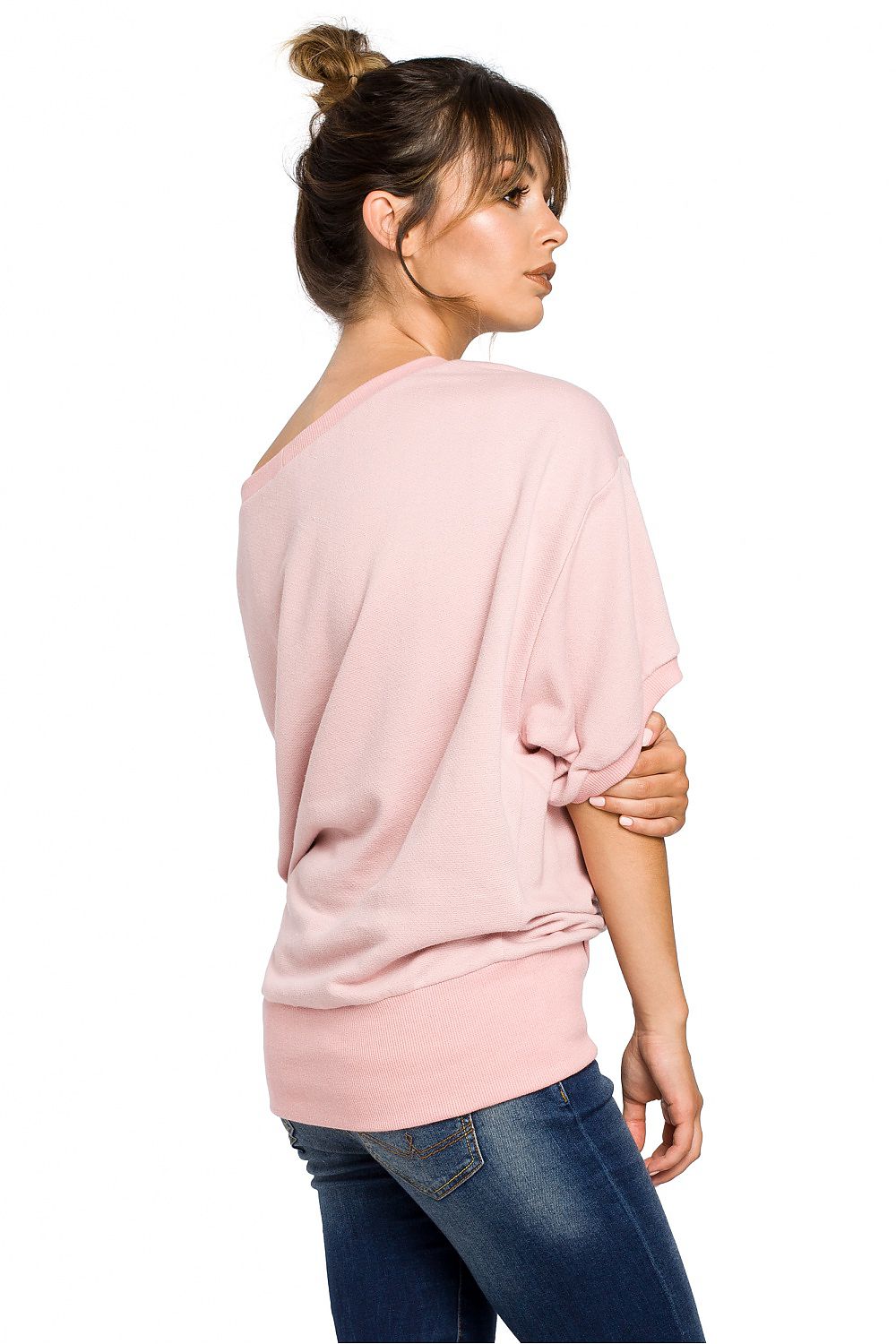 Ribbete genser i skjønnhetsstørrelse - BeWear til dame fra MS StyleHaven, laget av Bomull; polyester, farge Rosa, størrelse 2XL/3XL, med long ermer, perfekt til dress