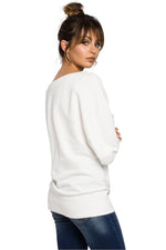 Ribbete genser i skjønnhetsstørrelse - BeWear til dame fra MS StyleHaven, laget av Bomull; polyester, farge beige, størrelse 2XL/3XL, med long ermer, perfekt til dress