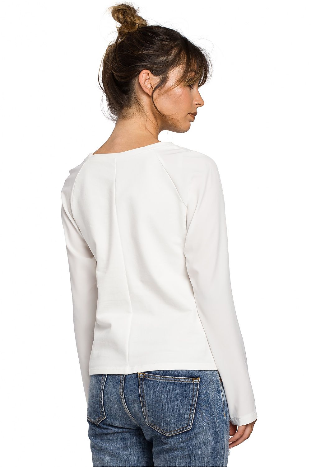 Raffinert kontrastbluse fra BeWear til dame fra MS StyleHaven, laget av Bomull, farge beige, størrelse L, med long ermer, perfekt til dress
