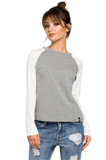 Raffinert kontrastbluse fra BeWear til dame fra MS StyleHaven, laget av Bomull, farge Marineblå, størrelse M, med long ermer, perfekt til dress