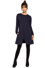 Tunika BeWear til dame fra MS StyleHaven, laget av Bomull; polyester, farge Marineblå, størrelse L/XL, med long ermer, perfekt til dress