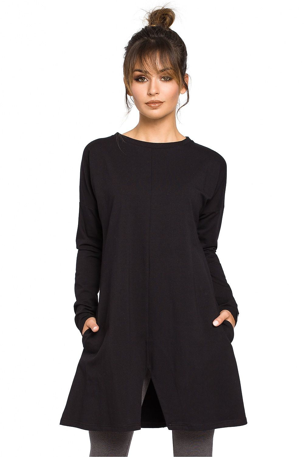 Tunika BeWear til dame fra MS StyleHaven, laget av Bomull; polyester, farge Svart, størrelse S/M, med long ermer, perfekt til dress