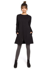 Tunika BeWear til dame fra MS StyleHaven, laget av Bomull; polyester, farge Svart, størrelse L/XL, med long ermer, perfekt til dress