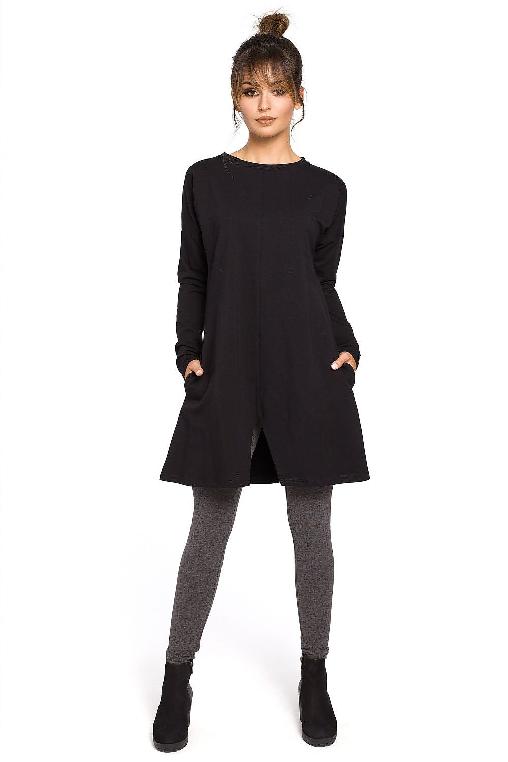 Tunika BeWear til dame fra MS StyleHaven, laget av Bomull; polyester, farge Svart, størrelse L/XL, med long ermer, perfekt til dress