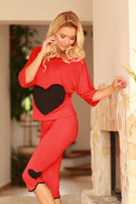 Harmonia Heart Pyjamas av Kalimo til dame fra MS StyleHaven, laget av Viskose; Elastan, farge Svart, størrelse M, med short; cap ermer, perfekt til casual; dress