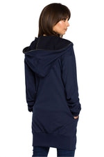 beauty Størrelse Hette-genser med glidelås fra BeWear til dame fra MS StyleHaven, laget av Viskose; Bomull; polyester, farge Marineblå, størrelse 2XL/3XL, med long ermer, perfekt til dress