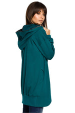 beauty Størrelse Hette-genser med glidelås fra BeWear til dame fra MS StyleHaven, laget av Viskose; Bomull; polyester, farge Grønn, størrelse 2XL/3XL, med long ermer, perfekt til dress
