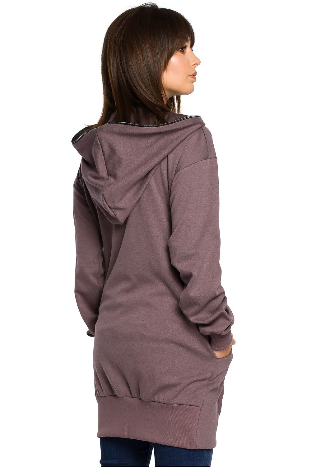 beauty Størrelse Hette-genser med glidelås fra BeWear til dame fra MS StyleHaven, laget av Viskose; Bomull; polyester, farge Brun, størrelse 2XL/3XL, med long ermer, perfekt til dress