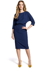 Dagkjole Moe til dame fra MS StyleHaven, laget av polyester, farge Marineblå, størrelse s, med sleeveless ermer, knee lengde, kjolestil sheath, perfekt til casual; dress