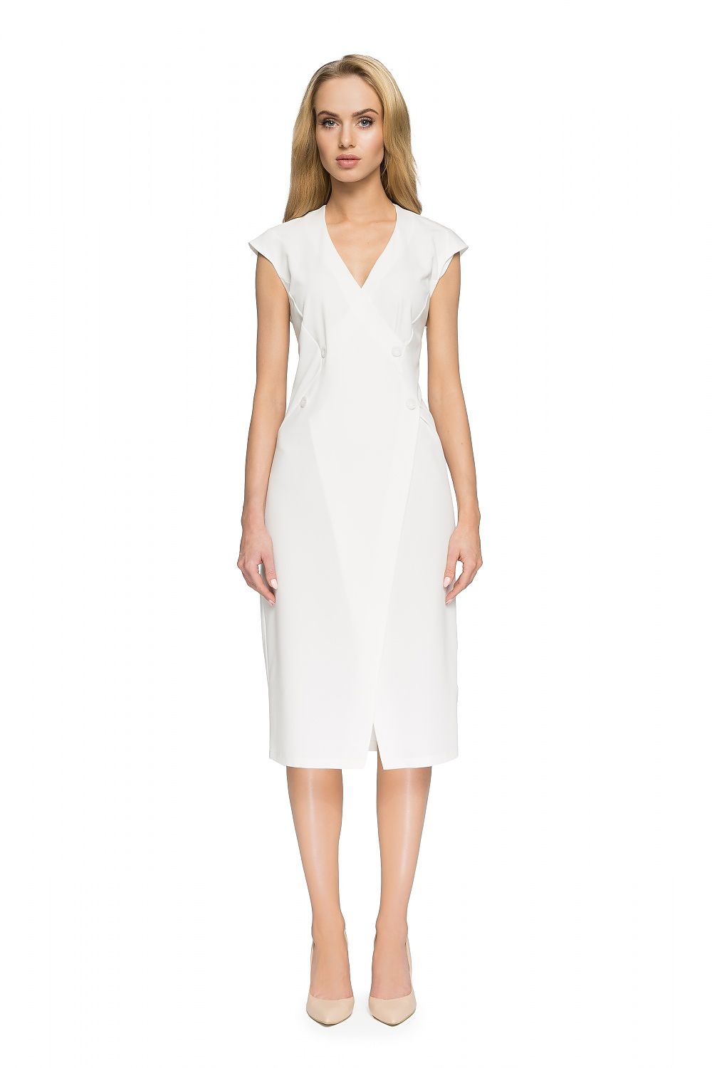 Cocktailkjole Stylove til dame fra MS StyleHaven, laget av Viskose; polyester; Elastan-1, farge beige, størrelse s, med short ermer, knee-1 lengde, kjolestil sheath, perfekt til dress