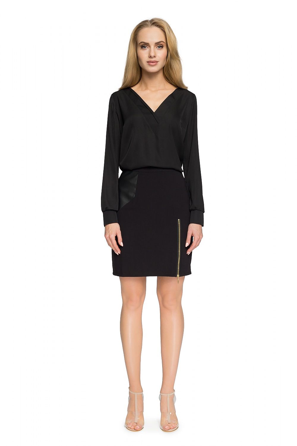 Bluse Stylove til dame fra MS StyleHaven, laget av polyester; Elastan-1, farge Svart, størrelse s, med long ermer, perfekt til dress