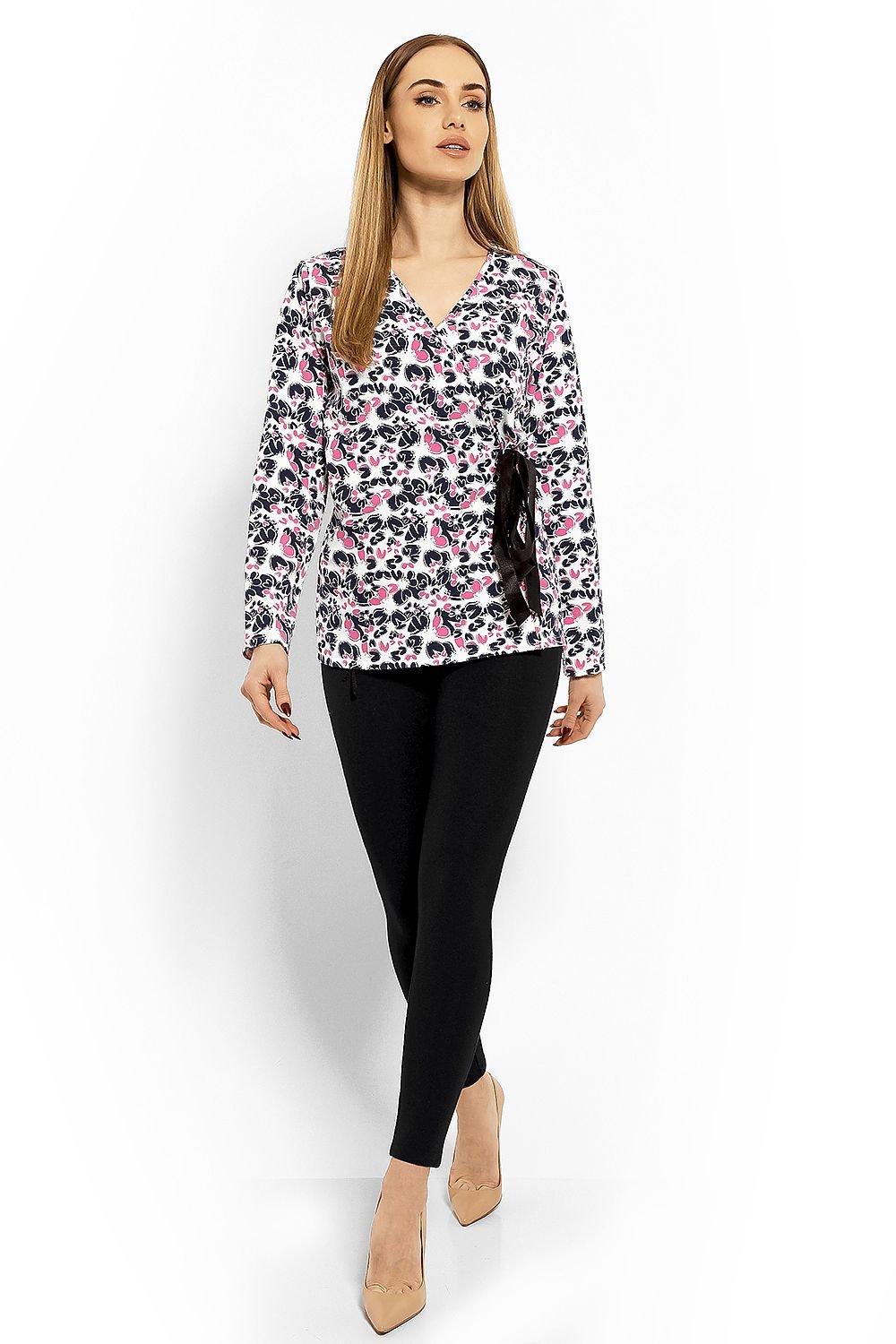 Wrap gravidbluse fra PeeKaBoo til dame fra MS StyleHaven, laget av Elastan; Bomull, farge Flerfarget, størrelse L/XL, med long ermer, perfekt til casual; dress