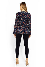 Wrap gravidbluse fra PeeKaBoo til dame fra MS StyleHaven, laget av Elastan; Bomull, farge Marineblå, størrelse XXL, med long ermer, perfekt til casual; dress