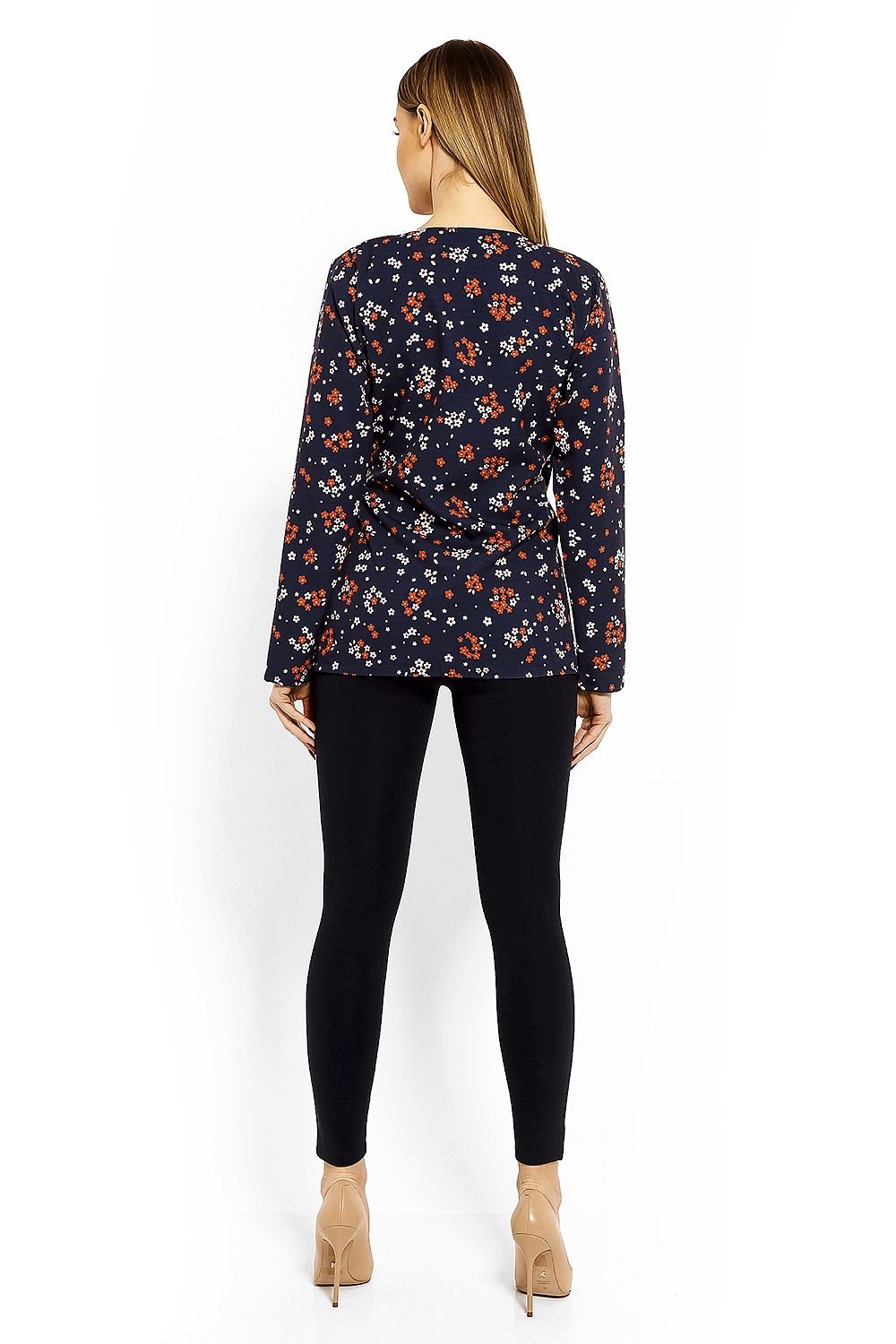 Wrap gravidbluse fra PeeKaBoo til dame fra MS StyleHaven, laget av Elastan; Bomull, farge Marineblå, størrelse XXL, med long ermer, perfekt til casual; dress