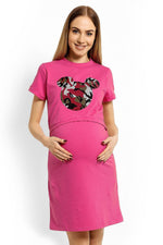 Nursing Nightshirt fra PeeKaBoo til dame fra MS StyleHaven, laget av Elastan; Bomull, farge Rosa, størrelse S/M, med 3-4; long ermer, perfekt til casual; dress
