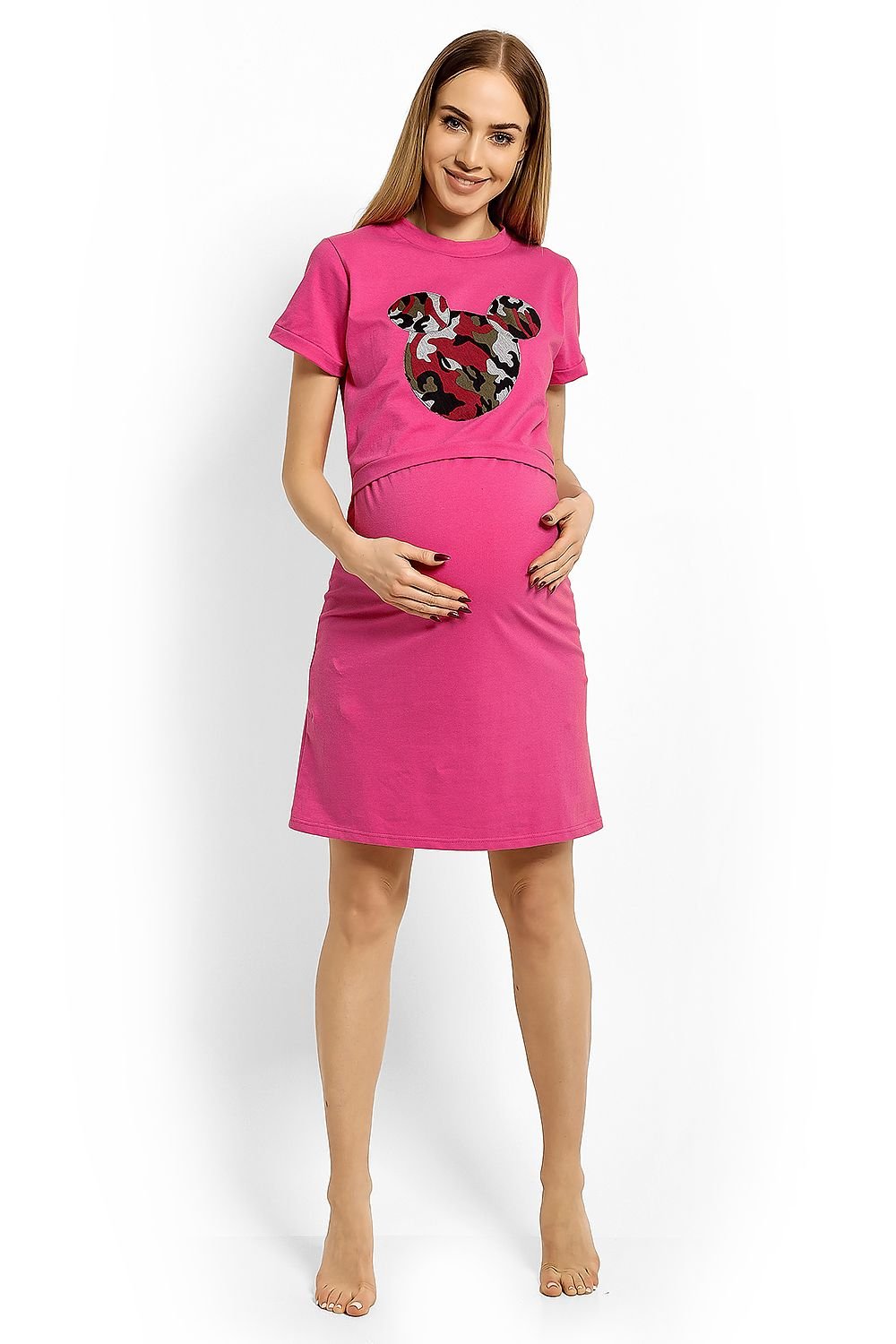 Nursing Nightshirt fra PeeKaBoo til dame fra MS StyleHaven, laget av Elastan; Bomull, farge Rosa, størrelse L/XL, med 3-4; long ermer, perfekt til casual; dress