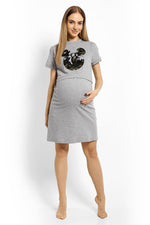 Nursing Nightshirt fra PeeKaBoo til dame fra MS StyleHaven, laget av Elastan; Bomull, farge Grå, størrelse L/XL, med 3-4; long ermer, perfekt til casual; dress