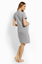 Nursing Nightshirt fra PeeKaBoo til dame fra MS StyleHaven, laget av Elastan; Bomull, farge Grå, størrelse XXL, med 3-4; long ermer, perfekt til casual; dress