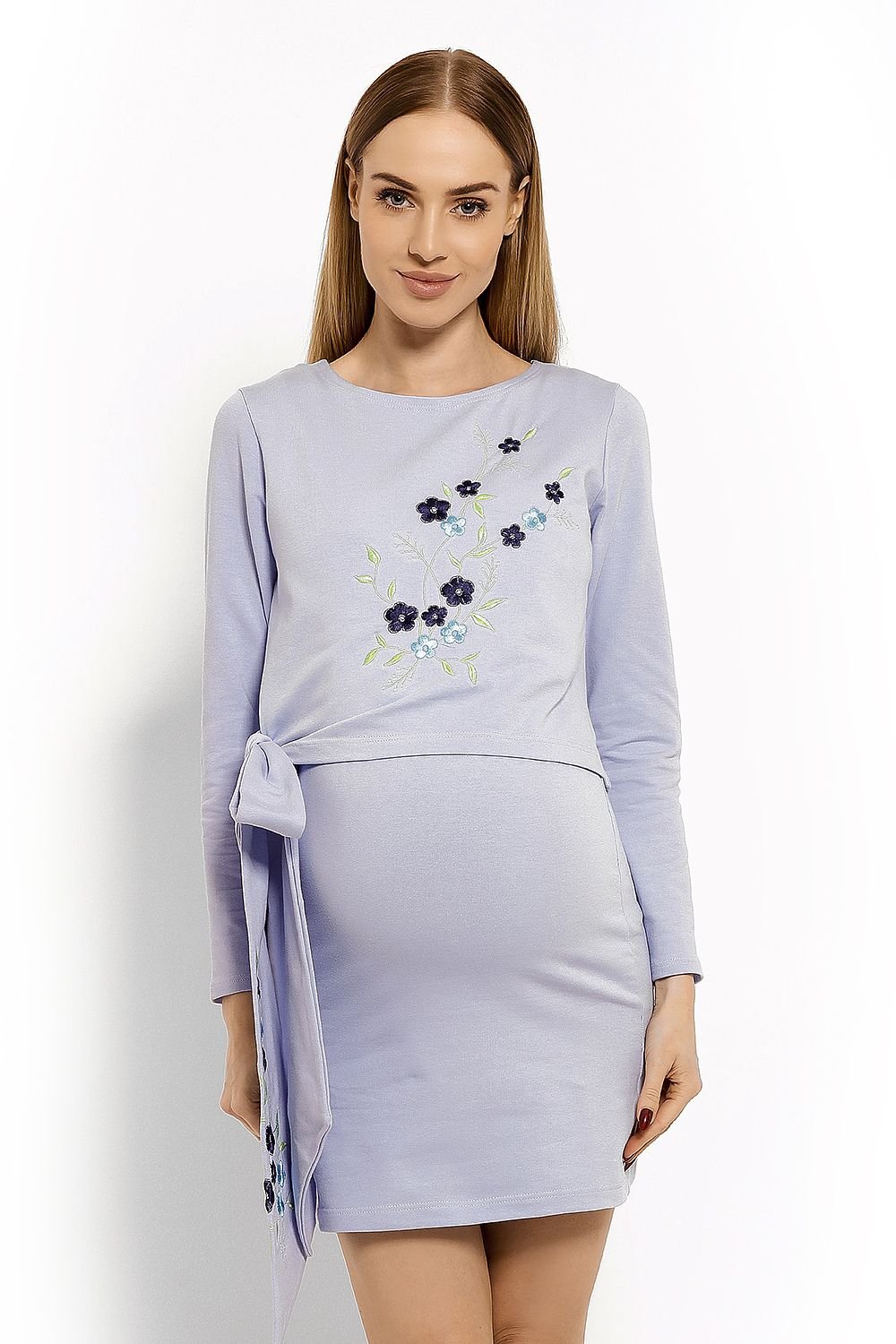 Sykepleie kjole fra PeeKaBoo til dame fra MS StyleHaven, laget av Bomull; Elastan, farge Blå, størrelse S/M, med 3-4; long ermer, perfekt til casual; dress
