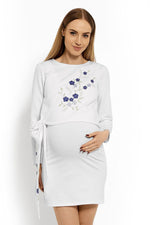 Sykepleie kjole fra PeeKaBoo til dame fra MS StyleHaven, laget av Bomull; Elastan, farge Hvit, størrelse S/M, med 3-4; long ermer, perfekt til casual; dress