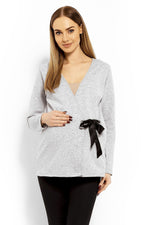 Wrap gravidbluse fra PeeKaBoo til dame fra MS StyleHaven, laget av Elastan; Bomull, farge Grå 2, størrelse S/M, med long ermer, perfekt til casual; dress