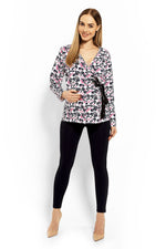 Wrap gravidbluse fra PeeKaBoo til dame fra MS StyleHaven, laget av Elastan; Bomull, farge Flerfarget 2, størrelse L/XL, med long ermer, perfekt til casual; dress