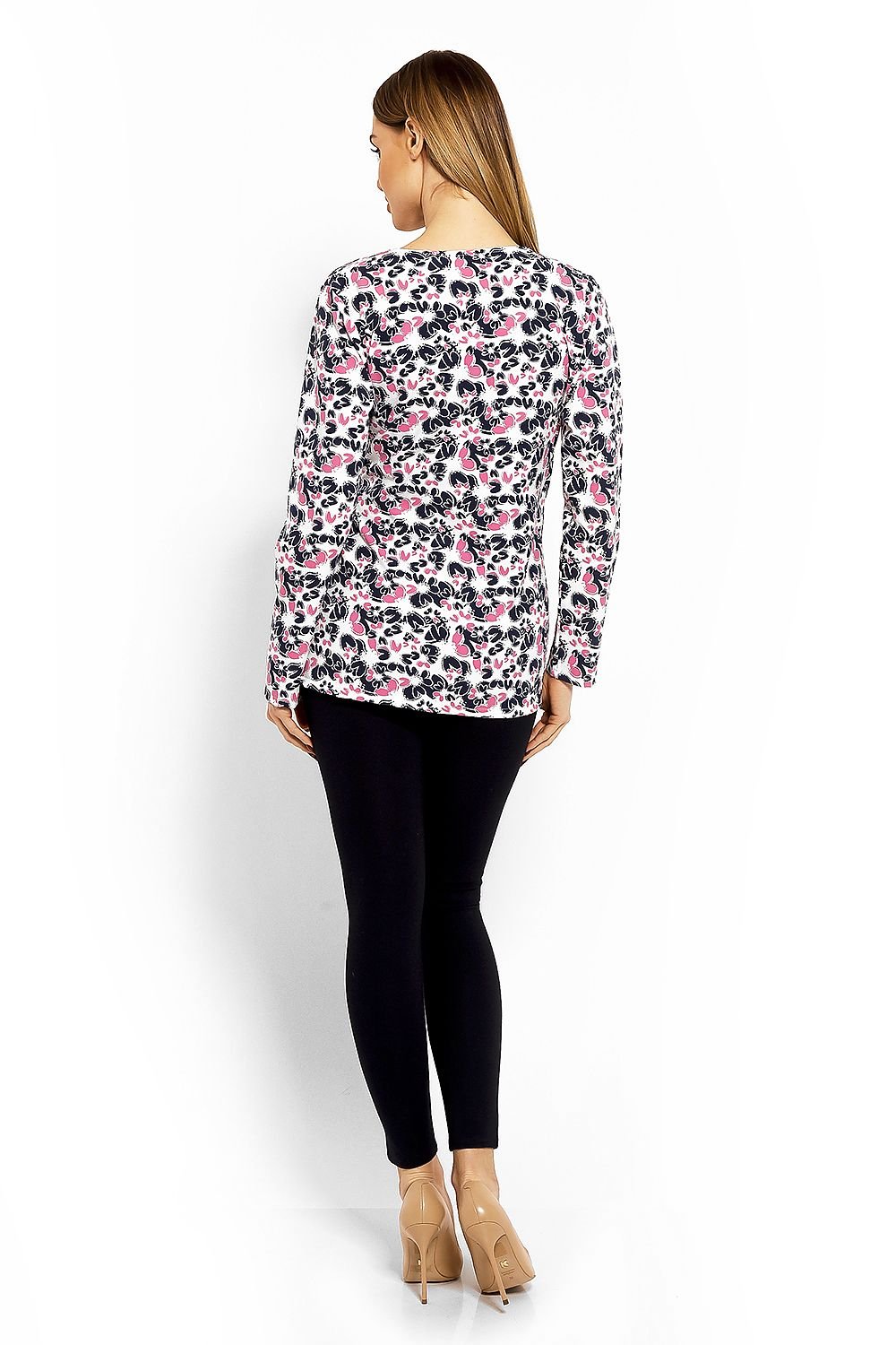 Wrap gravidbluse fra PeeKaBoo til dame fra MS StyleHaven, laget av Elastan; Bomull, farge Flerfarget 2, størrelse XXL, med long ermer, perfekt til casual; dress
