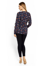 Wrap gravidbluse fra PeeKaBoo til dame fra MS StyleHaven, laget av Elastan; Bomull, farge Marineblå 2, størrelse XXL, med long ermer, perfekt til casual; dress