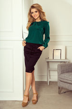 Business bluse til dame fra MS StyleHaven, laget av polyester, farge Svart, størrelse XL, med long ermer, perfekt til casual; dress